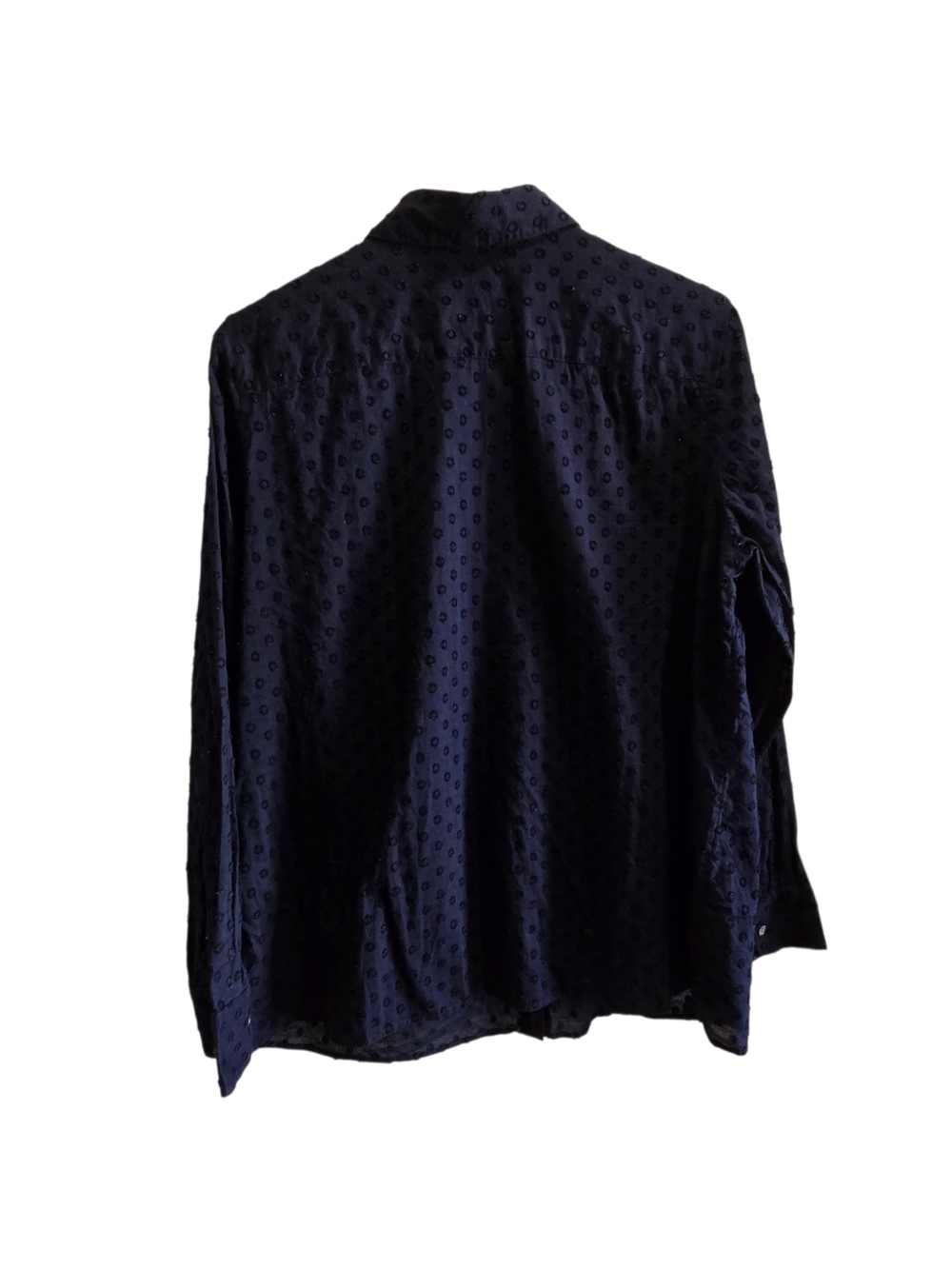 Talbots Womens Navy Dotted Swiss Button-Up Shirt - Picture 2 of 5